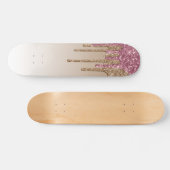 Roze en gouden druppelaar persoonlijk skateboard (Horizontaal)
