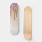 Roze en gouden druppelaar persoonlijk skateboard (Voorkant)