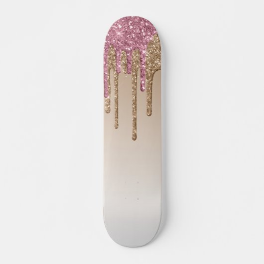 Roze en gouden druppelaar persoonlijk skateboard (Voorkant)