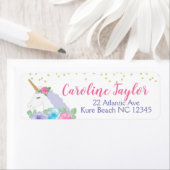 Roze en Gouden Eenhoorn Baby shower Adreslabel Etiket (Insitu)