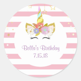 Roze en Gouden Eenhoorn Stickers