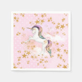 Roze en Gouden Eenhoorn Verjaardagsfeest Servetten (Voorkant)