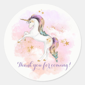 Roze en Gouden Eenhoorn Verjaardagsfeestje Sticker