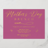 Roze en gouden eenvoudige script Moederdag brunch Folie Uitnodiging (Voorkant)