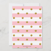 Roze en gouden Eerste verjaardag Glitter Uitnodigi Kaart (Achterkant)