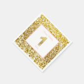 Roze en gouden eerste verjaardag servetten (Hoek)