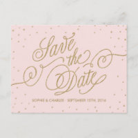 Roze en gouden elegante sterren Sla het Briefkaart