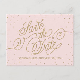 Roze en gouden elegante sterren Sla het Briefkaart
