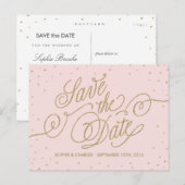 Roze en gouden elegante sterren Sla het Briefkaart (Voorkant / Achterkant)