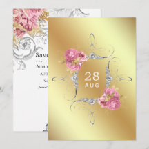 Roze en Gouden en Zilveren Bloemachtige Diamanten