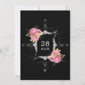 Roze en gouden en zilveren Floral Diamond Wedding Save The Date (Voorkant)
