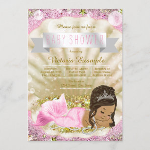 Roze en gouden etnische zeemeermin baby shower kaart