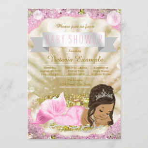 Roze en gouden etnische zeemeerminnen Baby shower Kaart