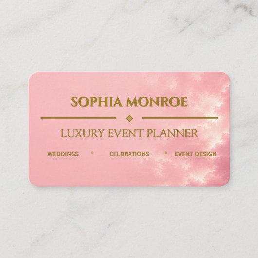Roze en Gouden Evenementenplanner Visitekaartje (Voorkant)