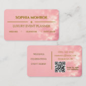 Roze en Gouden Evenementenplanner Visitekaartje (Voorkant / Achterkant)