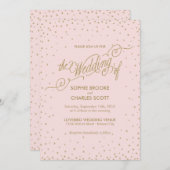 Roze en gouden Fancy Stars Weddenschap Kaart (Voorkant / Achterkant)