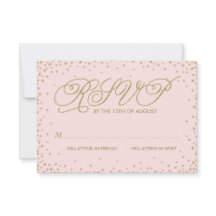Roze en gouden Fancy sterren Wedding RSVP-Kaart