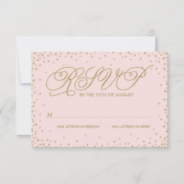 Roze en gouden Fancy sterren Wedding RSVP-Kaart RSVP Kaartje