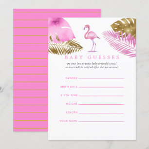 Roze en Gouden Flamingo Baby Shower Baby Voorspell Kaart