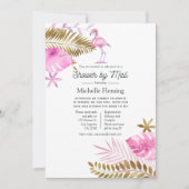 Roze en Gouden Flamingo Bruidsdouche per Post Kaart (Voorkant)