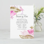 Roze en Gouden Flamingo Bruidsdouche per Post Kaart (Staand voorkant)