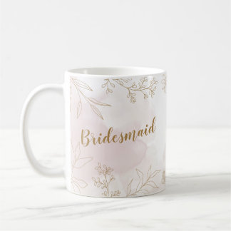 Roze en gouden Floral Bridesmaid Mok