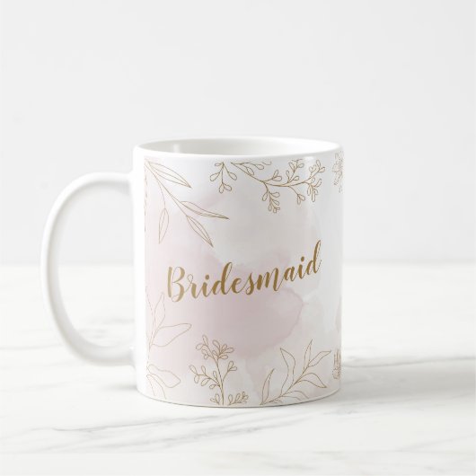 Roze en gouden Floral Bridesmaid Mok (Links)