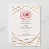 Roze en gouden Floral Glam Bridal Shower Kaart (Voorkant)