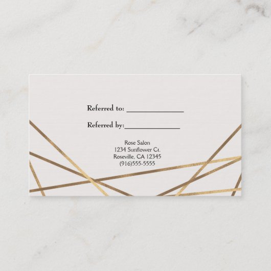 Roze en gouden Floral Glam Elegant Refer an Friend Aanbevelingskaartje (Achterkant)