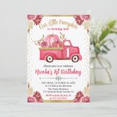 Roze en gouden Floral Herfst 1 oktober 2010 Kaart (Staand voorkant)