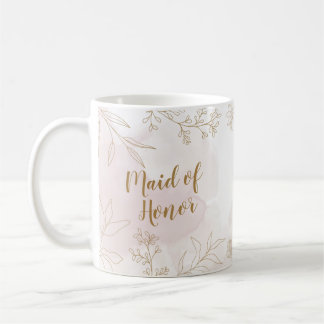 Roze en gouden Floral Maid of Honor Mok