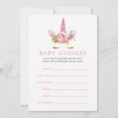 Roze en gouden Floral Unicorn Girl Baby Guesses (Voorkant)
