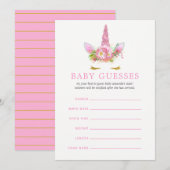 Roze en gouden Floral Unicorn Girl Baby Guesses (Voorkant / Achterkant)