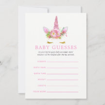 Roze en gouden Floral Unicorn Girl Baby Guesses
