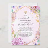 Roze en gouden Florale geometrische virtuele bruil Kaart (Voorkant)