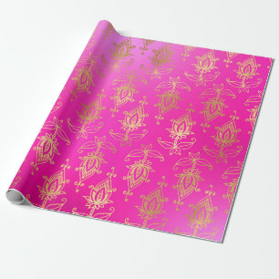 Roze en gouden folie Arabische Bollywood Cadeaupapier