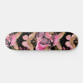 Roze en Gouden Folie Bloemen Vlinderpatroon Persoonlijk Skateboard (Horizontaal)