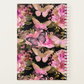 Roze en Gouden Folie Bloemen Vlinderpatroon Planner (Achterkant)