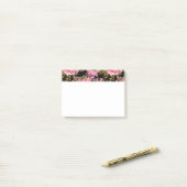 Roze en Gouden Folie Bloemen Vlinderpatroon Post-it® Notes (Op bureau)