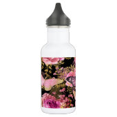 Roze en Gouden Folie Bloemen Vlinderpatroon Waterfles (Links)