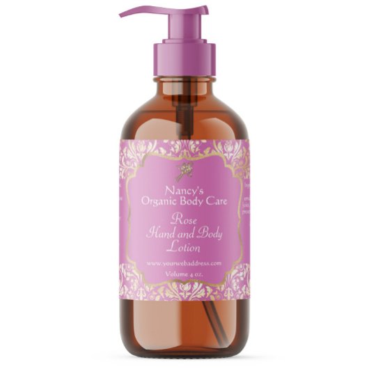 Roze en gouden folie damask cosmetica flesetiket rechthoekige sticker