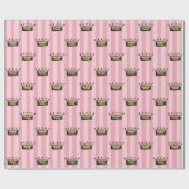 Roze en gouden Folie kronen Cadeaupapier (Vlak)