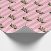 Roze en gouden Folie kronen Cadeaupapier (Hoek)