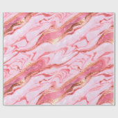 Roze en Gouden Folie Marmer Cadeaupapier (Vlak)