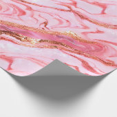 Roze en Gouden Folie Marmer Cadeaupapier (Hoek)