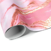 Roze en Gouden Folie Marmer Cadeaupapier (Rol Hoek)