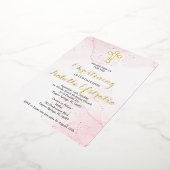 Roze en gouden folie marmeren doopuitnodiging folie uitnodiging (Gedraaid)