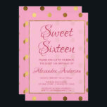 Roze en gouden folie Polk Dot Sweet 16 Birthday Kaart<br><div class="desc">Pink and Gold Foil Girly Polka Dot Sweet Sixteen Birthday Party Invitation voor een  in roze 16e verjaardagsfeest. Deze uitnodiging is perfect voor een Pink Girly Sweet 16 verjaardagsfeestje. Neem contact op met de ontwerper voor aangepaste overeenkomende items.</div>