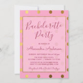 Roze en Gouden Folie Polka Dot Bachelorette Party Kaart (Voorkant)