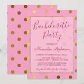 Roze en Gouden Folie Polka Dot Bachelorette Party Kaart (Voorkant / Achterkant)